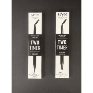 NYX TWO TIMER DUAL ENDED EYELINER - TT01 JET BLACK- LOT OF 2